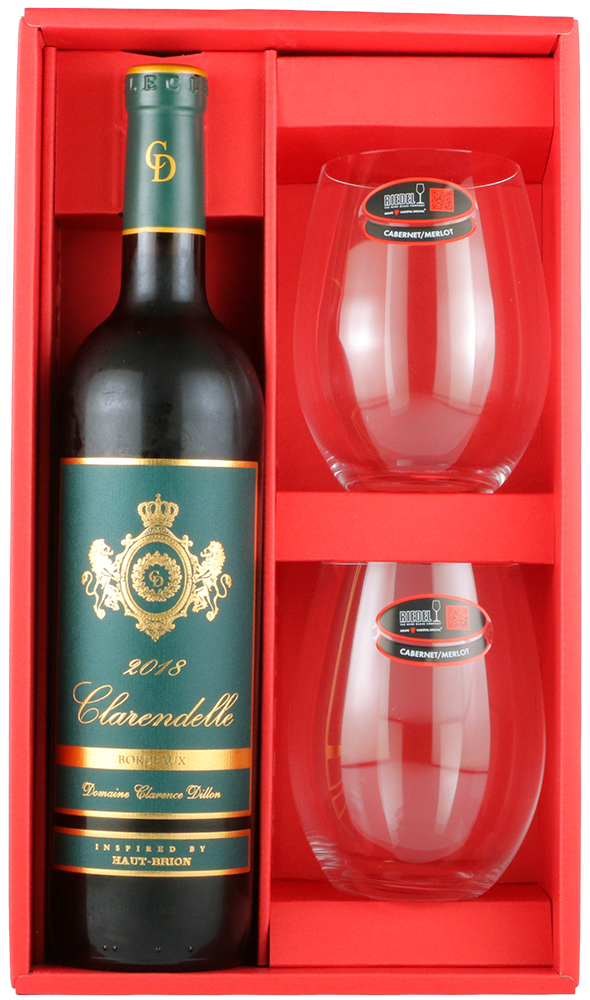 ワインとグラスのギフトセット リーデル オー カベルネ/メルロー 2脚＆ボルドー赤ワイン